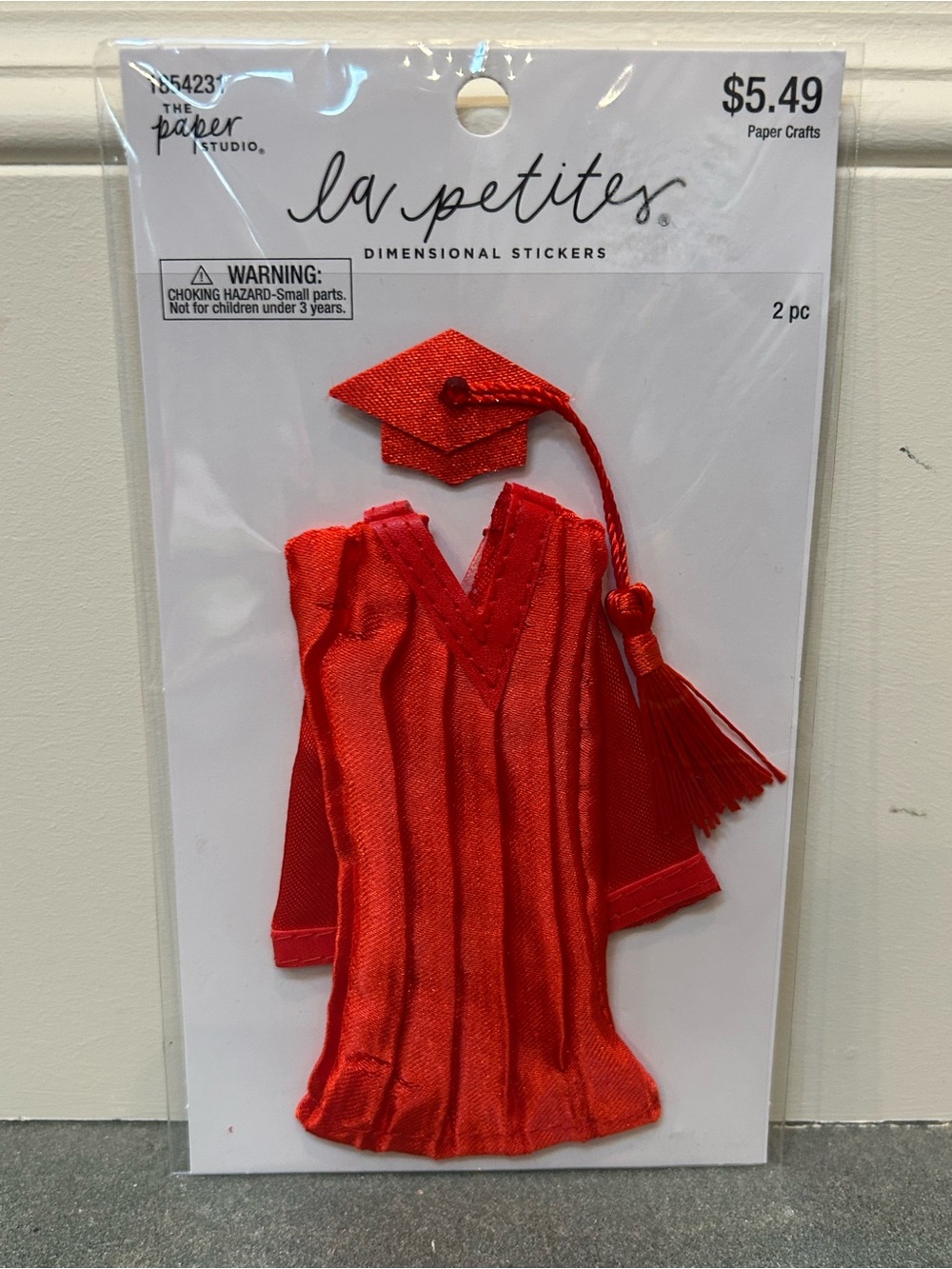 La Petites Red Graduation Gown & Cap Dimensional Stickers